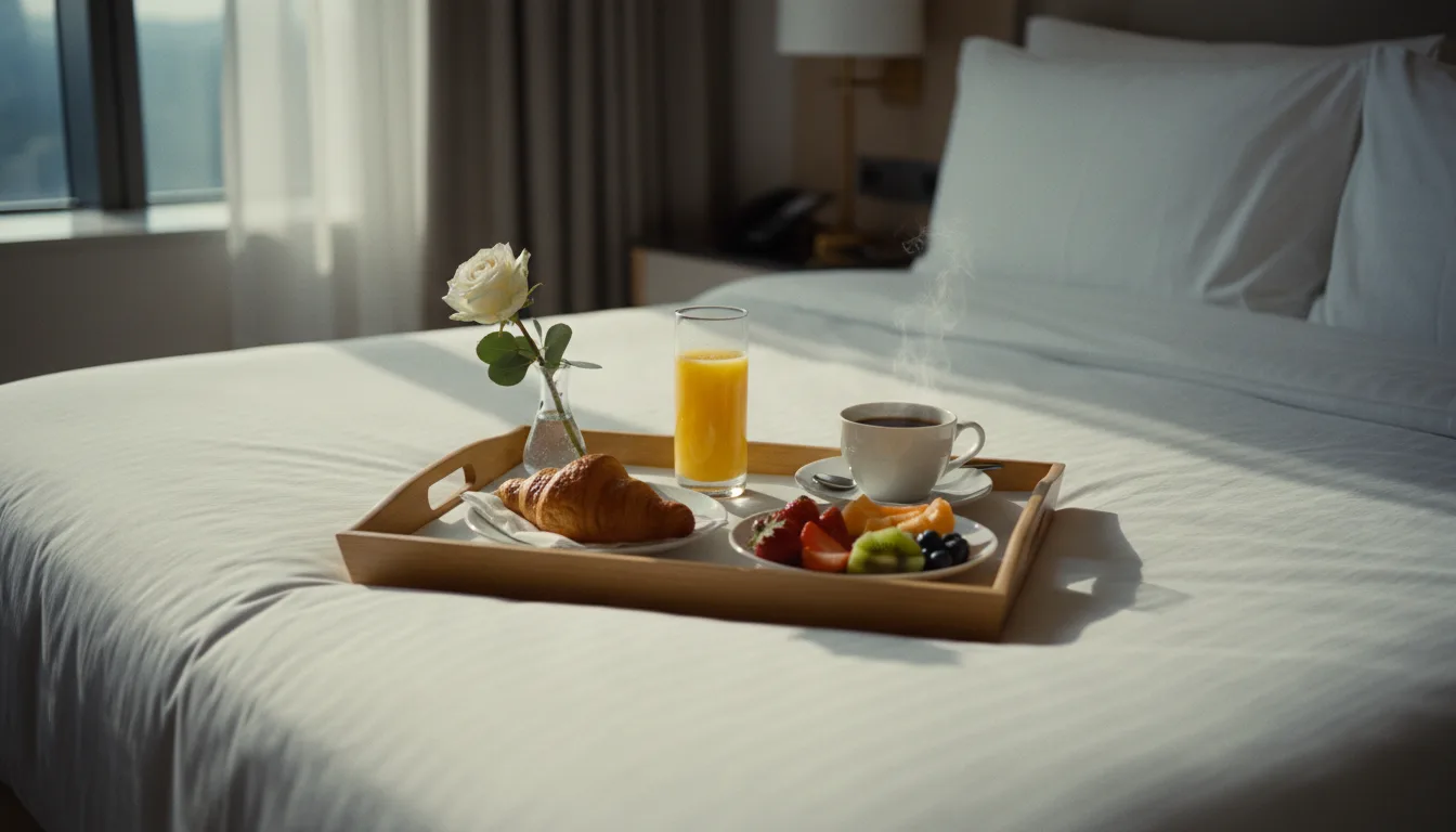 Detalle de desayuno en la habitación Superior