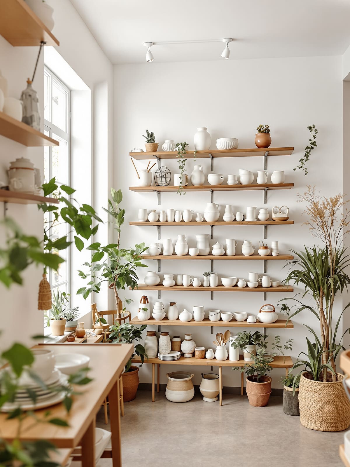 Tienda pequeña con baldas de cerámica hecha a mano