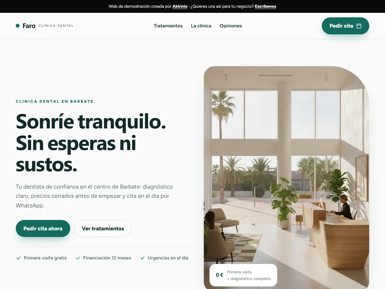 Web de demostración de una clínica dental, vista en móvil y ordenador